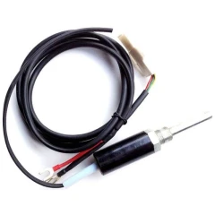 Thermocouple for Heated Pressing Die Sets, threaded probe on black cable with spade terminals and white plug