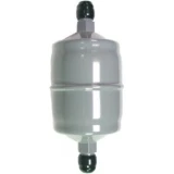 Inline Drying Filter with 1/4" JIC, grey cylindrical filter with black fittings on both ends