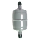 Inline Drying Filter with 1/4" JIC, grey cylindrical filter with black fittings on both ends