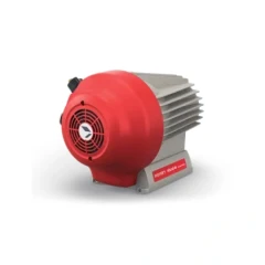 Pfeiffer HiScroll 46 Dry Scroll Vacuum Pump, red fan cover and finned silver housing, rendered view