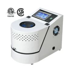 Planetary Ball Mill 4x100ml, 0.4L Gear-Drive, white benchtop unit with round window, touchscreen and side fan