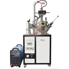 AIVAF Vacuum Arc Melting Furnace, stainless chamber with viewport on white cabinet, blue power unit beside