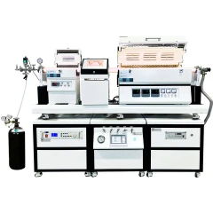 Ai STF1200 1200°C PECVD Furnace with RF, open split tube furnace, gas panel and cylinder on wheeled cabinets