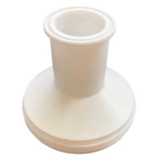 Ai 1.5" Tri-Clamp Feed Port Adapter, 10-200L, white adapter with flanged neck and wide ridged base