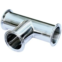 Ai 2" 304 SST Sanitary Tri-Clamp Tee, polished stainless tee with three flanged ends