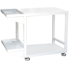 Ai MC32 Mobile Cart for 3.2 CF Vacuum Ovens, white steel cart with two shelves, side trays and wheels