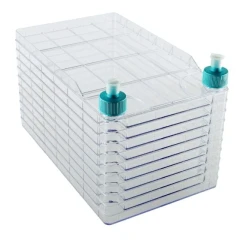 NEST BioFactory Multi-Layer Cell Culture System, stacked clear culture layers with two teal caps