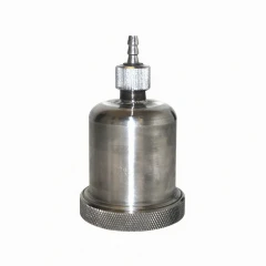80ml Stainless Steel Vacuum Grinding Jar MVSS.80, stainless jar with knurled lid ring and hose barb valve