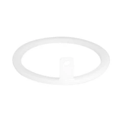Bel-Art PTFE Hold-Down Ring for Buchner Funnels, white ring with small tab, white background