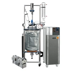 Ai 50L Glass Reactor Winterization Package, reactor with insulated jacket cover, condenser, chiller unit and pump
