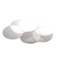NEST Cover Glasses for Microscope Slides, round clear glass cover slips scattered on white