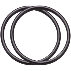 Rubber O-Rings for PQ-N Ball Mill Jars, Pair, two black rubber rings overlapping, white background