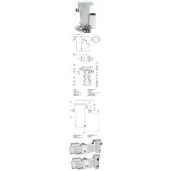 Edwards MF30 Oil Mist Filter for E2M28 Pumps, parts diagram with exploded filter views and pump drawings