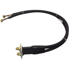 39" Flexible Cable for IH Induction Heaters, black twin-lead cable with brass fittings at both ends