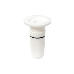 PTFE 24/40 to KF25 Flange Adapter, Viton, white PTFE adapter with flange top and black O-ring