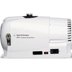Agilent IDP-7 5.4 cfm Oil-Free Dry Scroll Pump, white pump housing side view with top inlet and power switch