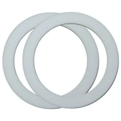 Silicone Gaskets for PQ-N Ball Mill Jars, Pair, two flat white ring gaskets overlapping