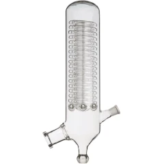 Ai SE05 2L SolventVap Glass Condenser, clear glass body with inner coil and angled side joints, white background