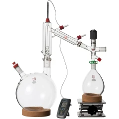 Ai Clear5v 5L Short Path Kit, Valved Adapter, glass flasks on cork rings, distillation head, lab jack and thermometer