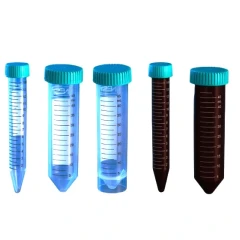 NEST 15ml and 50ml Centrifuge Tubes, clear and amber graduated tubes with teal screw caps