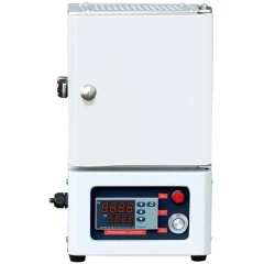 Ai CF1100 1050°C Compact Muffle Furnace 4x4x4", white furnace with door above a control panel, front view
