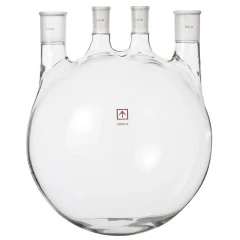 Ai 10L Heavy Wall 4-Neck Round Bottom Flask, clear glass round flask with four ground glass necks