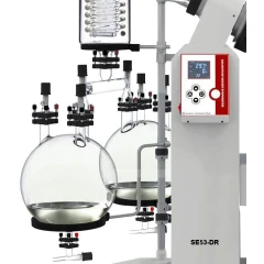 Ai SolventVap 20L Dual Receiving Flask Kit, two round glass receiving flasks with valves mounted on the frame
