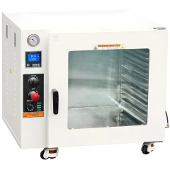 Ai 5 CF 250°C 316L Vacuum Oven, 14 Shelf Max, white cabinet with window door, gauge, display and knobs on casters