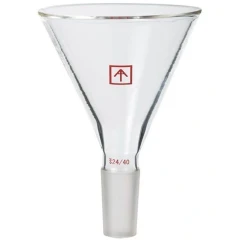 Ai 24/40 Glass Feeding Funnel, 4" Opening, clear glass cone funnel with ground glass joint stem