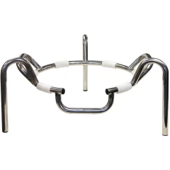Ai 50L Stainless Evaporating Flask Carrier, polished steel tube frame with four legs and white sleeves