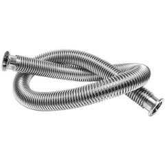 Ai KF25 Stainless Flexible Bellow, 6.6 ft, corrugated stainless hose looped with flanged ends, white background