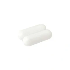 1in Octagon PTFE Coated Magnetic Stir Bar, Pair, two white stir bars side by side on a white background