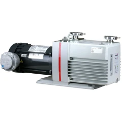 Welch CRVpro 16 Explosion Proof Vacuum Pump, grey finned pump with red stripe coupled to a black motor