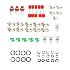 Ai Clear 10s Short Path Service Kit, set of parts with clamps, green keck clips, PTFE plugs, red caps and O-rings