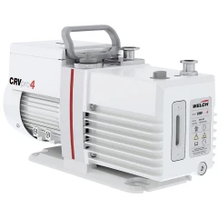 Welch CRVpro 4 2.8 CFM Rotary Vane Pump, white pump with red stripe, grey handle and sight glass