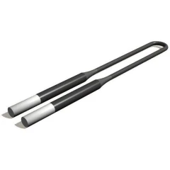 MoSi2 1750-1800 Heating Elements, High Temp, dark grey U-shaped element with two lighter terminal ends