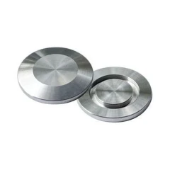 Ai KF25/NW25 Stainless Blank End Caps, Pair, two machined stainless blank flanges, top and bottom views