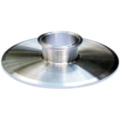 Ai 6in to 2in 304 SST Tri-Clamp Adapter, one-piece polished stainless reducer with wide flange