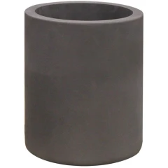 Graphite Crucible for Metal Casting, 44 lb, wide dark grey cylindrical graphite crucible, white background