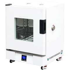 Ai 4.8 Cu Ft 250°C Forced Air Oven 220V, white cabinet with window door, shelves inside, digital controller and casters