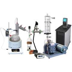 Ai 2L Short Path Turnkey with Chiller and Pump, glass still on heating mantle, cold trap, vacuum pump, gauge and chiller