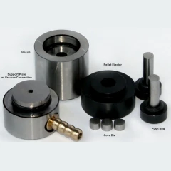Ai 6mm Vacuum Dry Pressing Die Set, steel sleeve, support plate with hose barb, black ejector, push rods and core dies