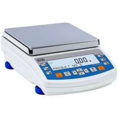 Radwag PS 2100.R2.M 2100g Precision Balance, square steel pan, grey and blue keypad with display, blue feet