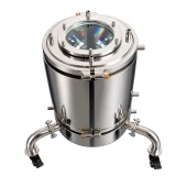12" Jacketed Recovery Base with Wheels, polished stainless base with large sight glass lid on wheeled legs