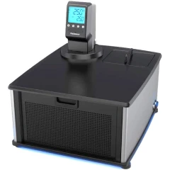 PolyScience MX 7L Low Profile Chiller, wide black unit with raised controller display and vented front