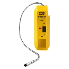 CPS LS780C Refrigerant Leak Detector, yellow handheld unit with a flexible metal probe, white background