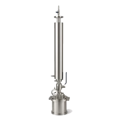 .5lb Closed Loop Extractor, Passive-Active, tall slim stainless column over small base with gauge and valve