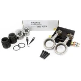 CPS TRS21 Recovery Pump Complete Rebuild Kit, pistons, rings, connecting rods, seals and bolts laid out with the box