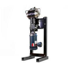 MVP-60 Master Vapor Recovery Pump, 60 PSI, pump head above a blue motor on a black steel stand