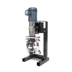 MVP Master Vapor Liquid Recovery Pump, stainless diaphragm pump head below a blue motor on a black stand